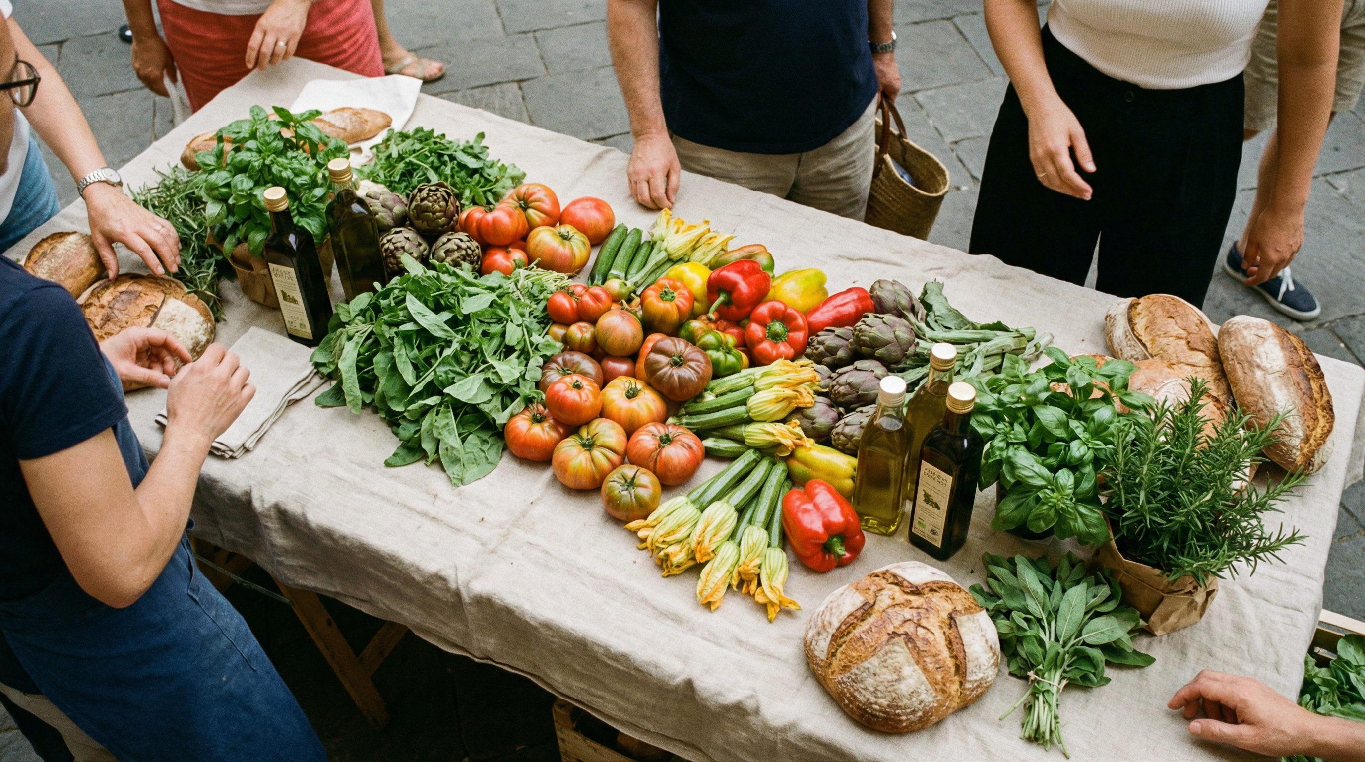 Fresh Italian ingredients at a market